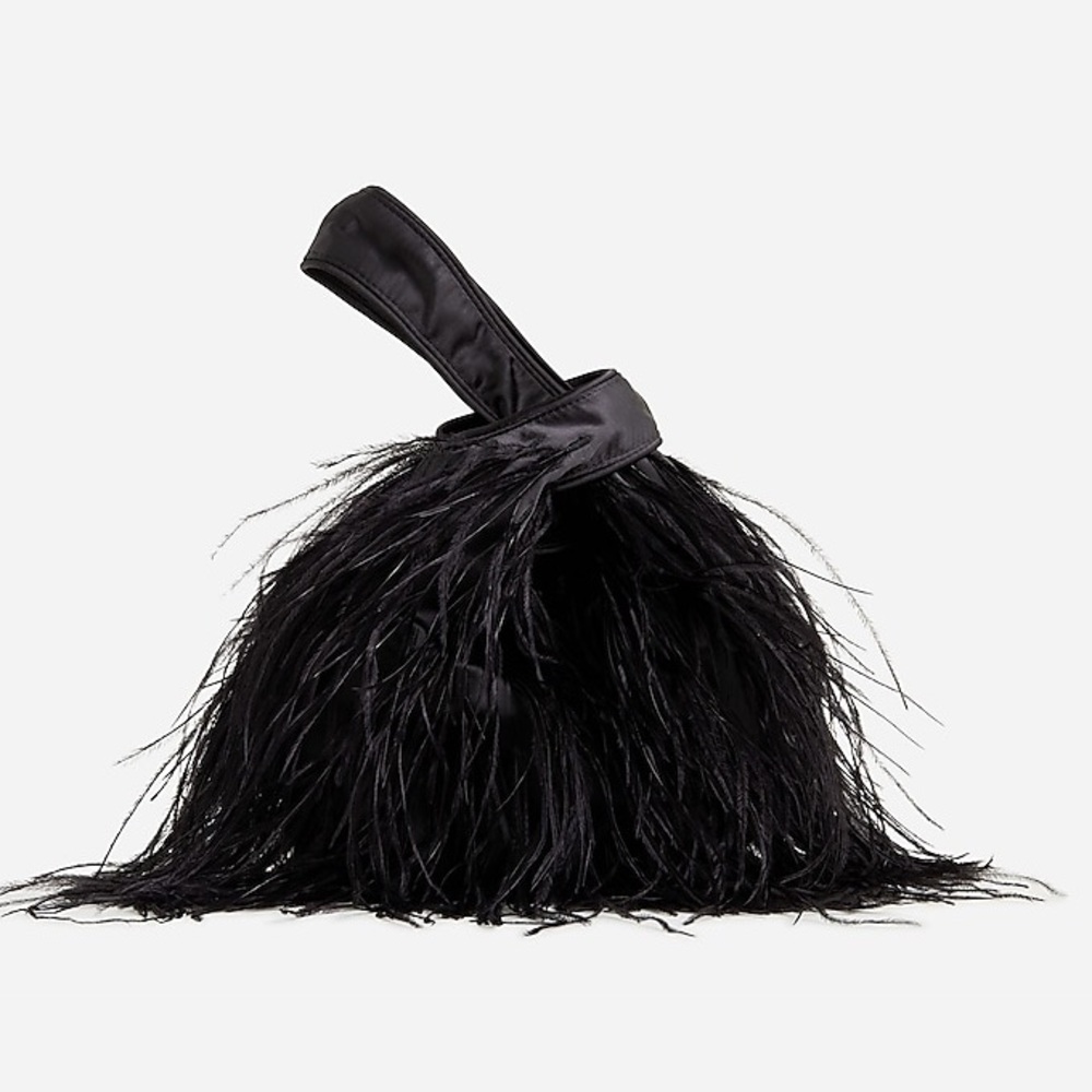 J.Crew Collection Santorini Luxury Bag with Feathers In Black NWT